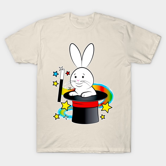 Magic Hat with Wand and Rabbit T-Shirt by PenguinCornerStore